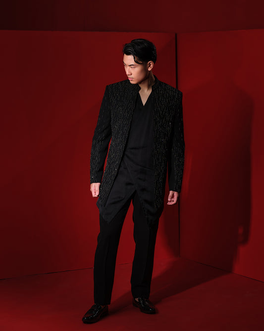 CASCADE BLACK SHERWANI JACKET SET