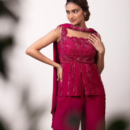 PEPLUM SHARARA PANT SET