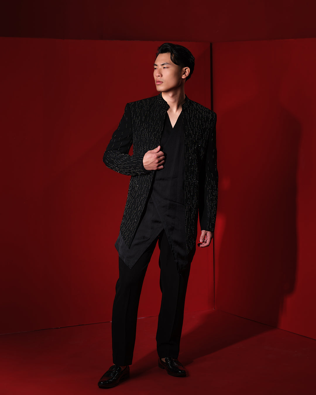 CASCADE BLACK SHERWANI JACKET SET