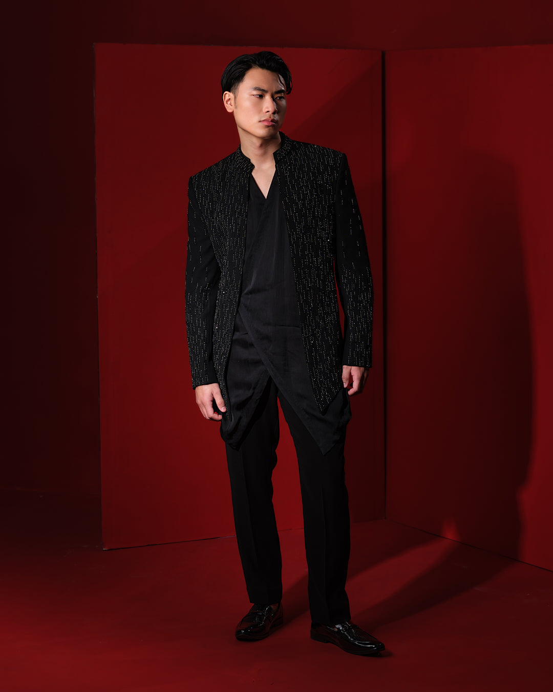 CASCADE BLACK SHERWANI JACKET SET