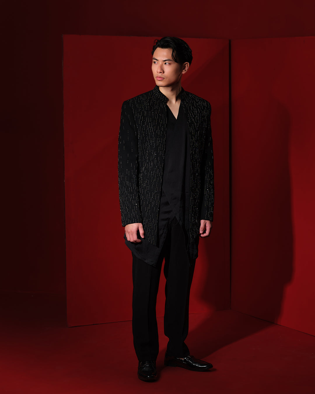 CASCADE BLACK SHERWANI JACKET SET