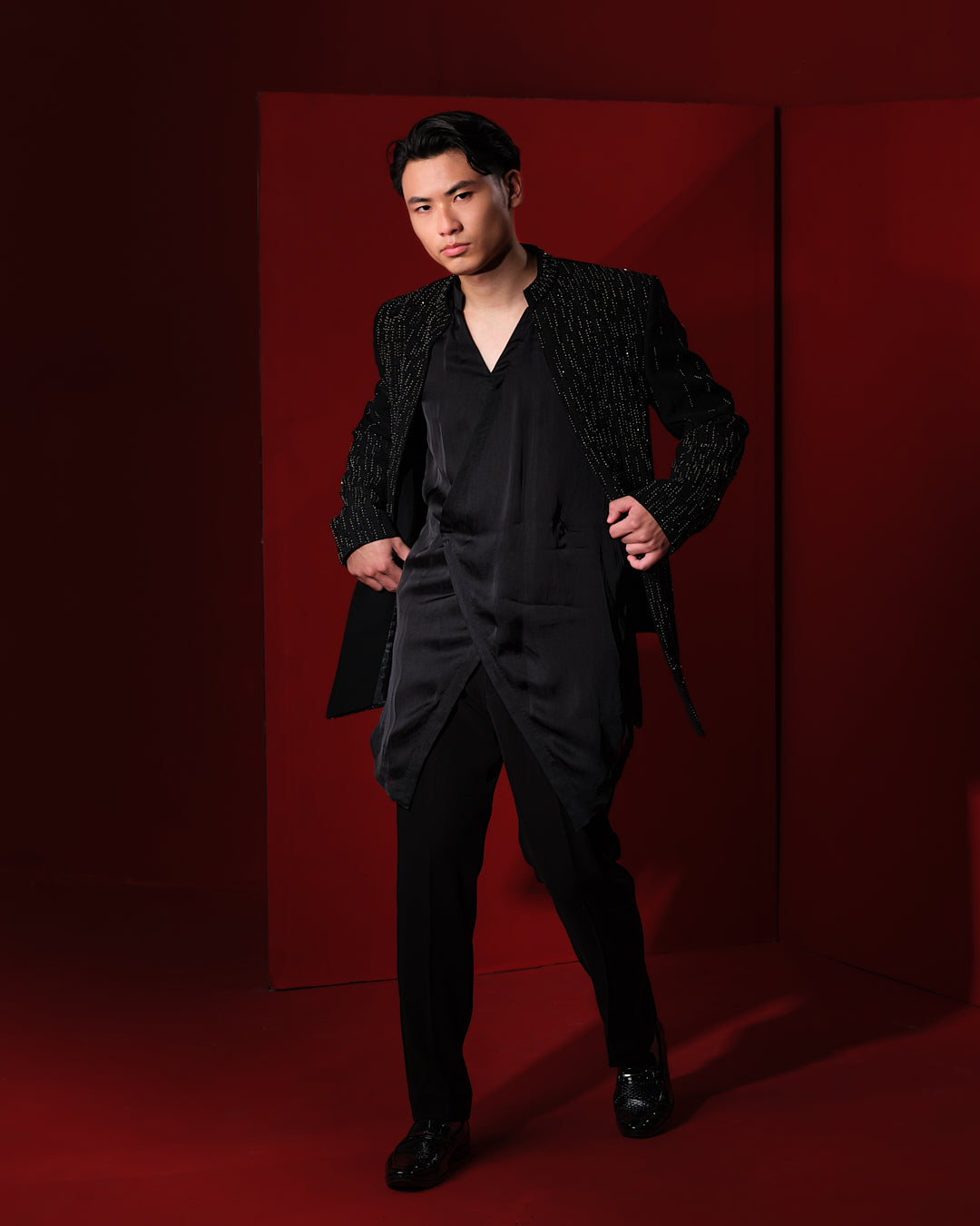 CASCADE BLACK SHERWANI JACKET SET