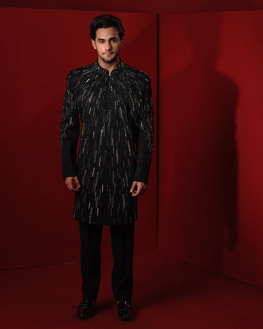 STRATA BLACK SHERWANI SET