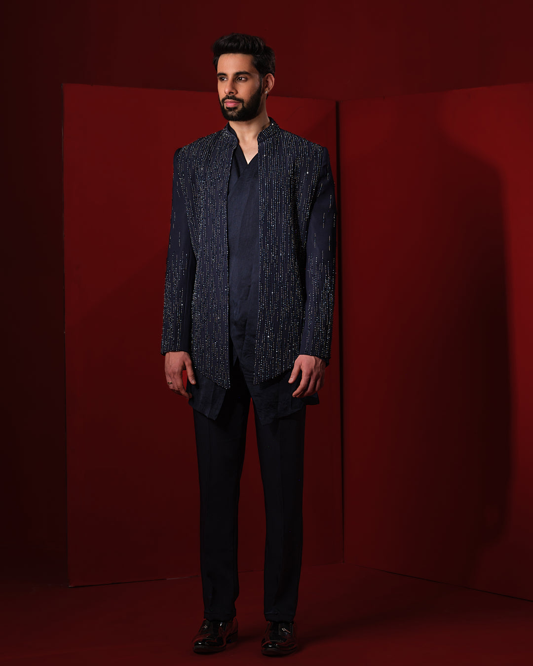 CASCADE BLUE SHERWANI JACKET SET