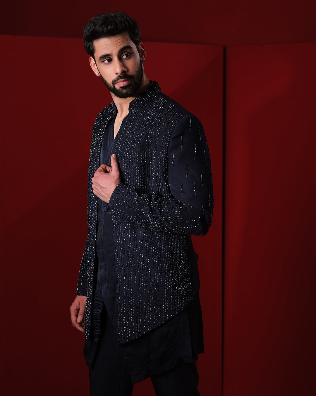 CASCADE BLUE SHERWANI JACKET SET