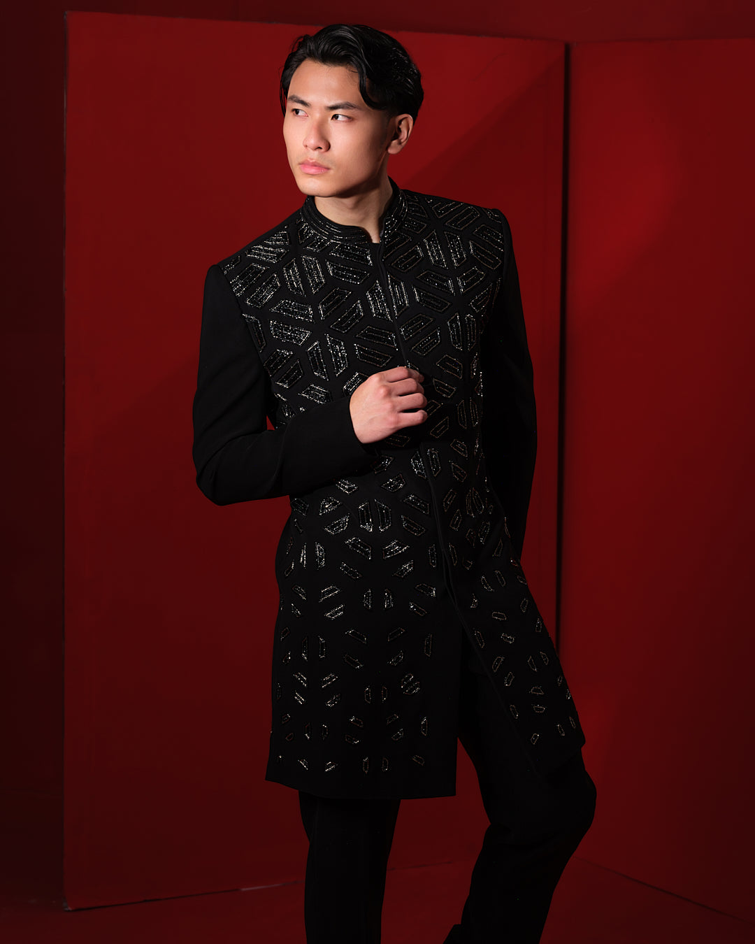 SHARD BLACK SHERWANI SET