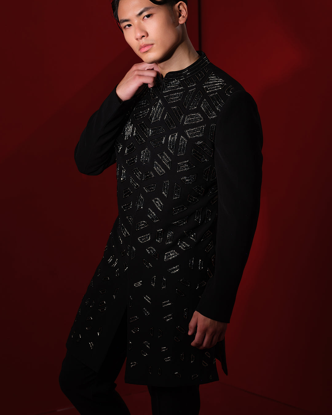 SHARD BLACK SHERWANI SET