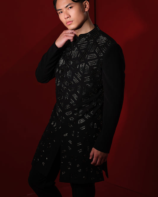 SHARD BLACK SHERWANI SET