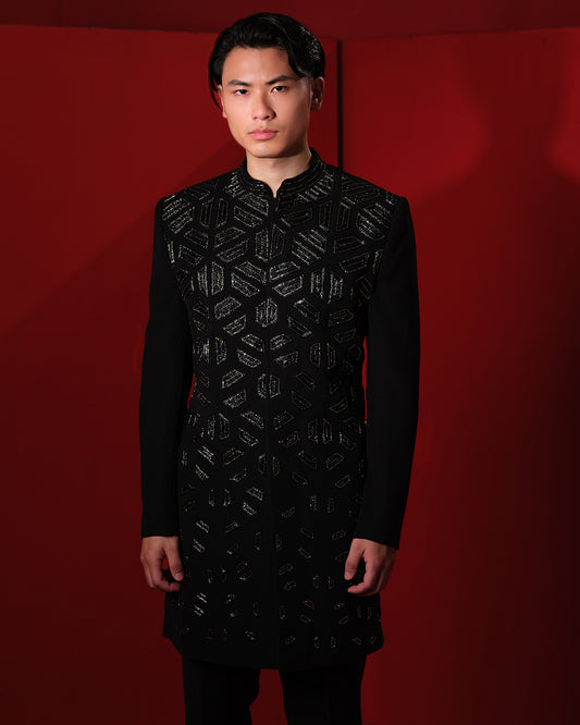 SHARD BLACK SHERWANI SET