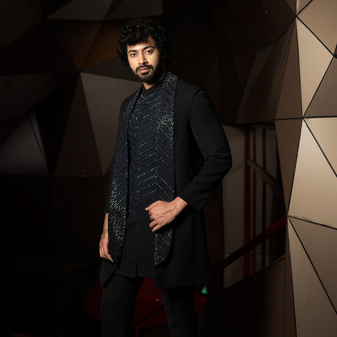 SHAWL COLLAR LONG BANDHGALA